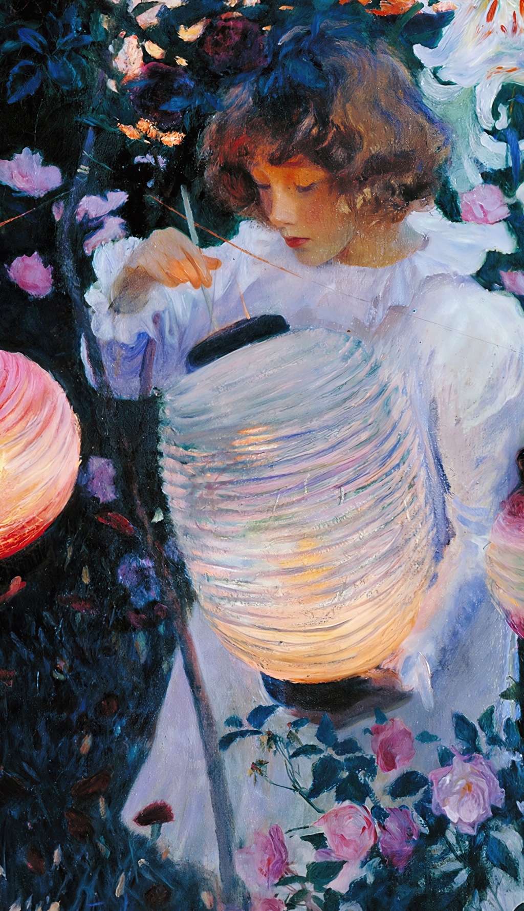 Girl holding the large lantern in Carnation, Lily, Lily, Rose